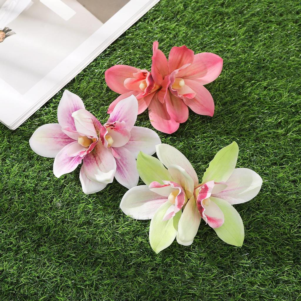 Pinzas para el pelo de orquídea Flor simulada Horquilla pequeña Barrette nupcial Boda en la playa Mujeres Vacaciones Clip floral para el cabello Accesorios para el cabello