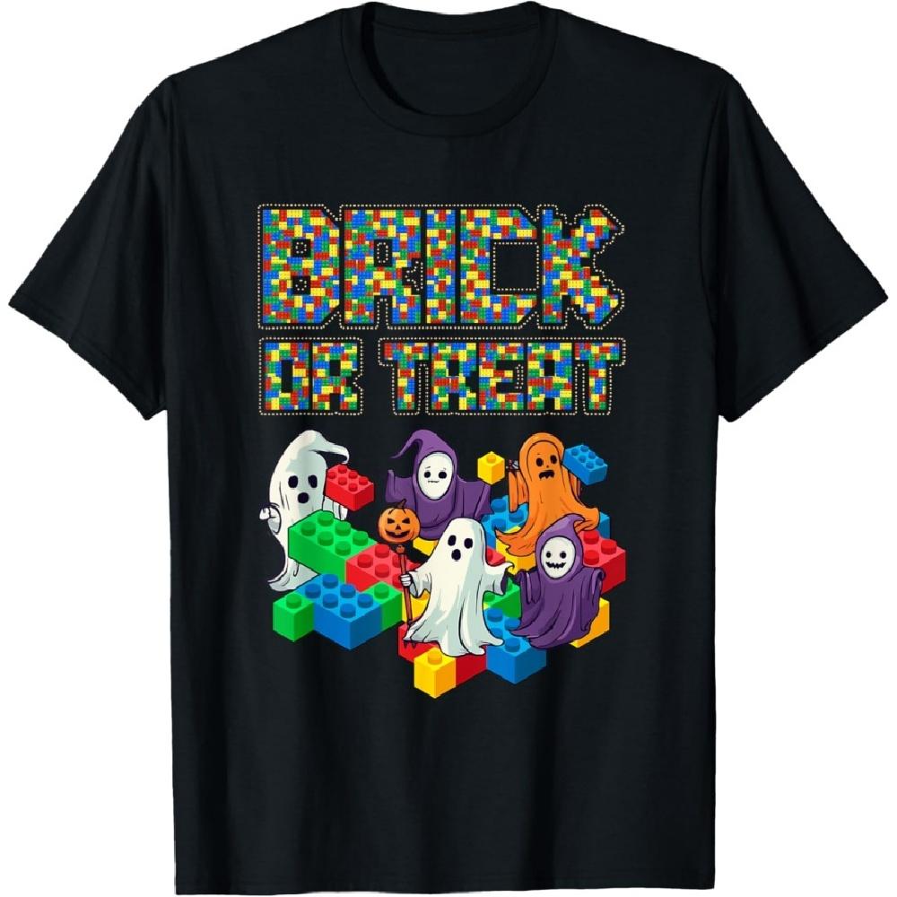 

Block Building Halloween Brick Or Treat Kids Master Builder T-Shirt(1) S