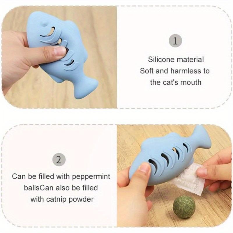 2Pcs Silicone Fish-Shaped Cat Chew Toy - Interactive Treat Dispenser, Snack Pet Toy for Dental Health, Interactive Cat Toys
