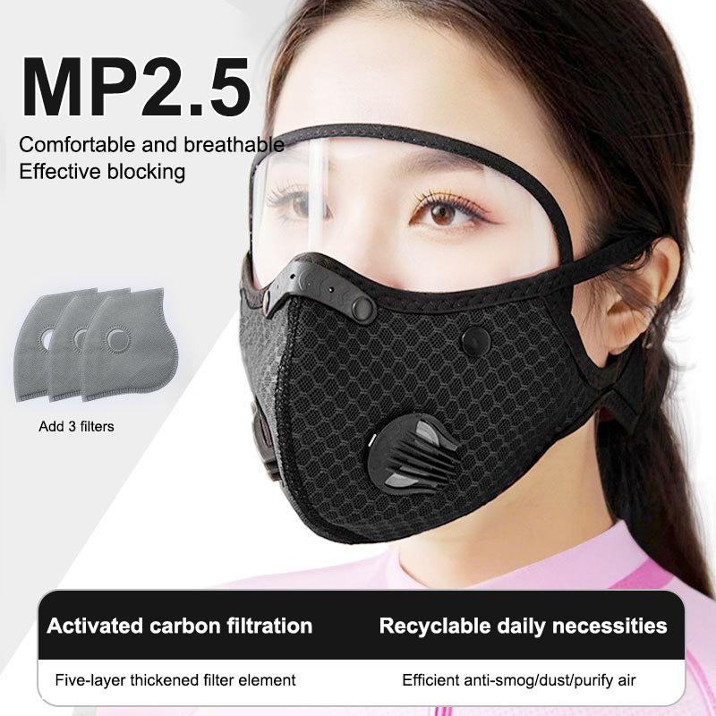 Fahrrad Gesichtsmaske mit Filter Brille Staubmaske Sport Waschbar Wiederverwendbar Gesichtsmaske für Männer Bandana Aktivkohlefilter