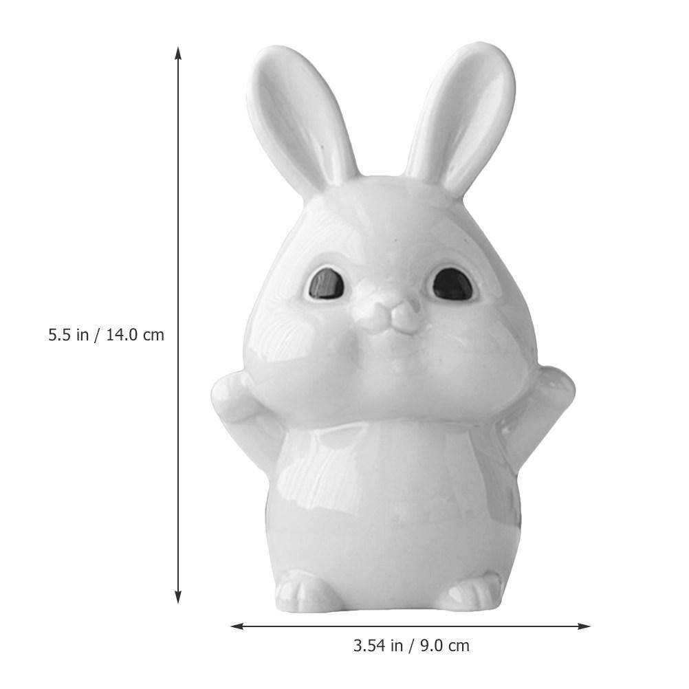 Ceramic Rabbit Decoration Cartoon Bunny Statue for Living Room Tabletop Cute Bunny Craft Home Decor Ornament Rabbit Figurines