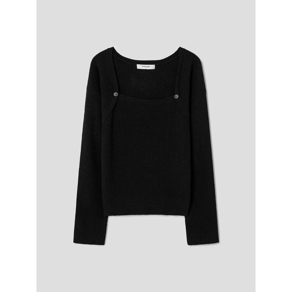 8Seconds Square Neck Volume Sleeve Pullover Black Black/S