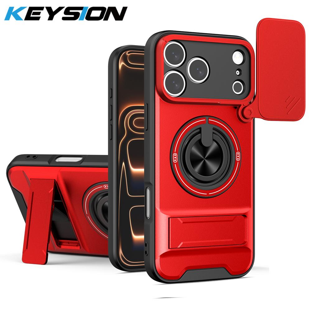 KEYSION Magnetic Phone Case for iPhone 17 Pro Max Slide Camera Protection Upright Kickstand Shockproof Cover for iPhone 17 Air