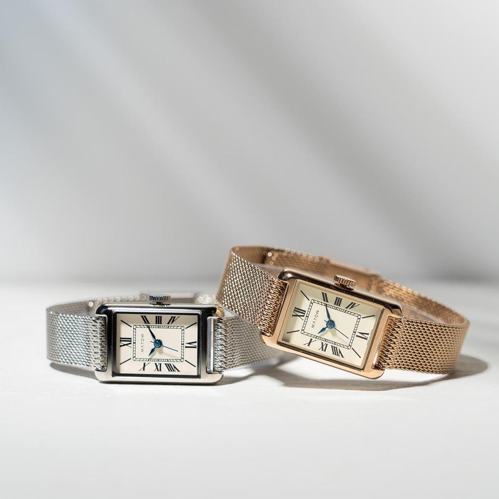 Authorized Dealer [MATOW] MATOW Women's Watch mw004002 [Tsuki] Oborozuki Square Rose Gold Mesh Watch