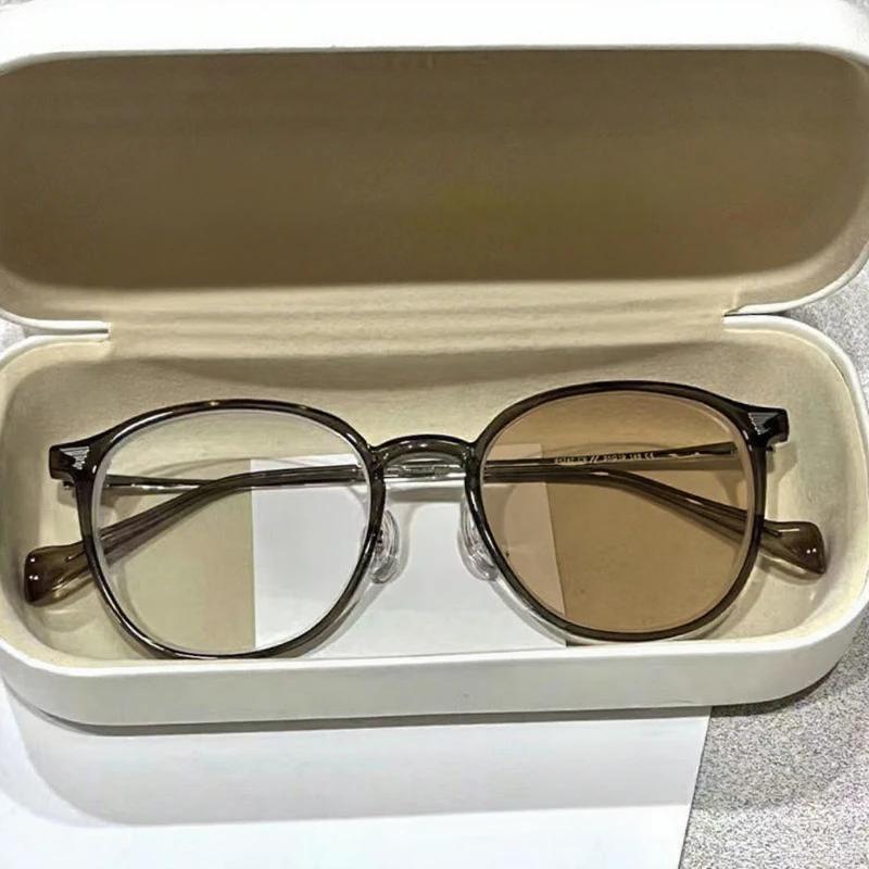 Fashion Round Frame Photochromic Myopia Glasses Neutral Anti-Blue Light Color Changing Sunglasses Ultra-Light Fashion Glasses