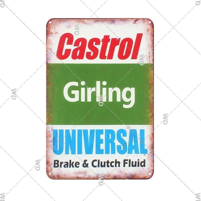 Castrol Motoröl Blechschild - Perfekt für Vintage Garagendekor - Tankstellenstil Wandplatte