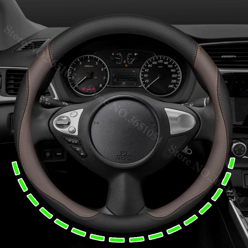 Breathable Napa Leather Car Steering Wheel Cover Non-Slip Car Handle Covers For Nissan Sylphy Qashqai Altima X-Trail Rogue