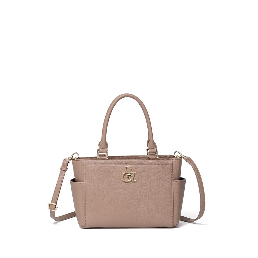 Handbag Brand Lightweight Soft Shrink Synthetic Leather with Long Shoulder Shoulder Crossbody Logo Brooch PDLHJBH2 [Pinky & Dianne] 2-Way  Lock бежевый