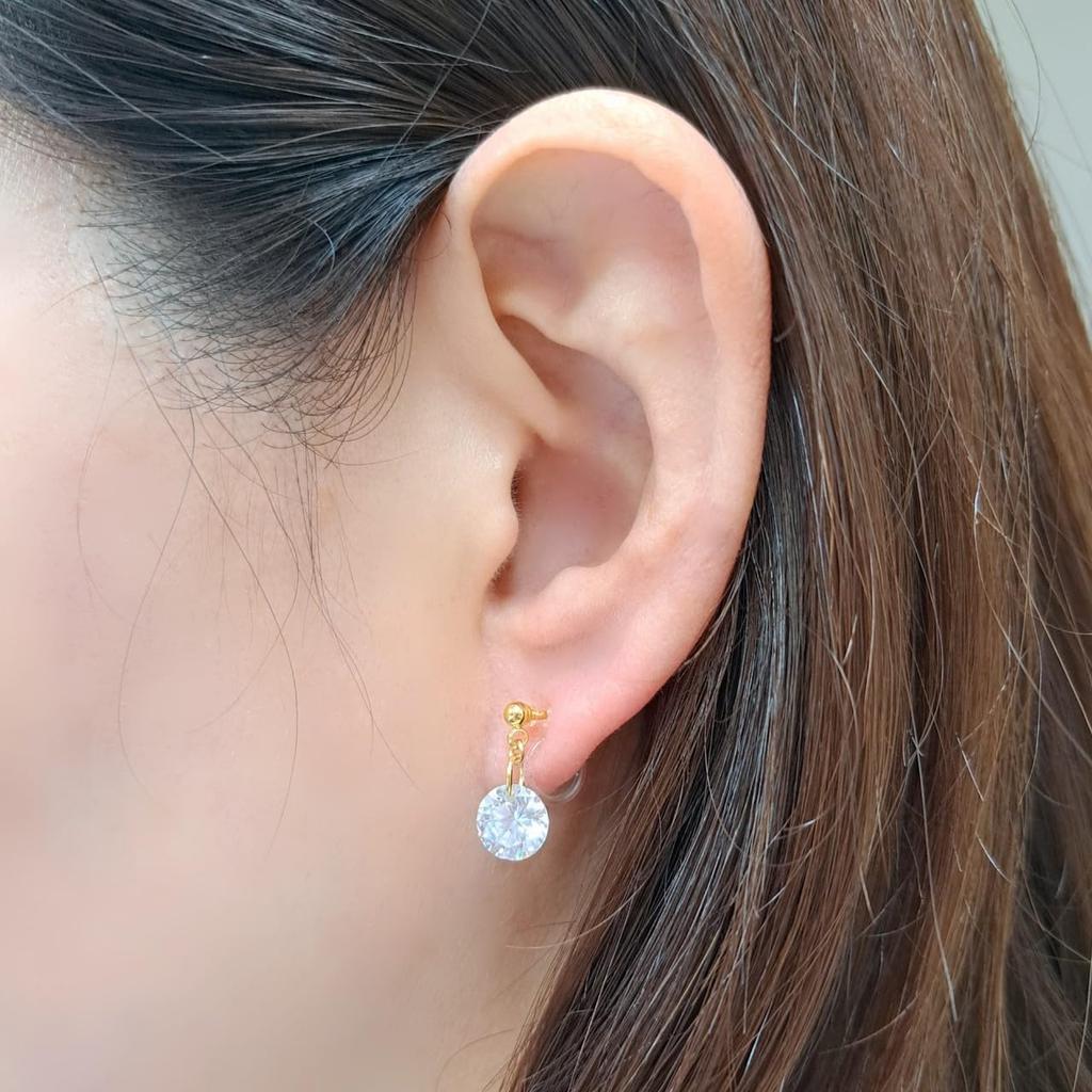By Yumi Yumi Sienne Natural Metal Allergy Made In Japan [Produced Katsura] Non-pierced Earrings, Pearl, Stone, CZ, Compatible, Ladies, (3-piece Set)