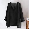 Men Shirt Loose Pullover V Neck Vintage Solid Color Keep Trendy Chinese Style Plus Size Mid Length Men Top for Daily Wear