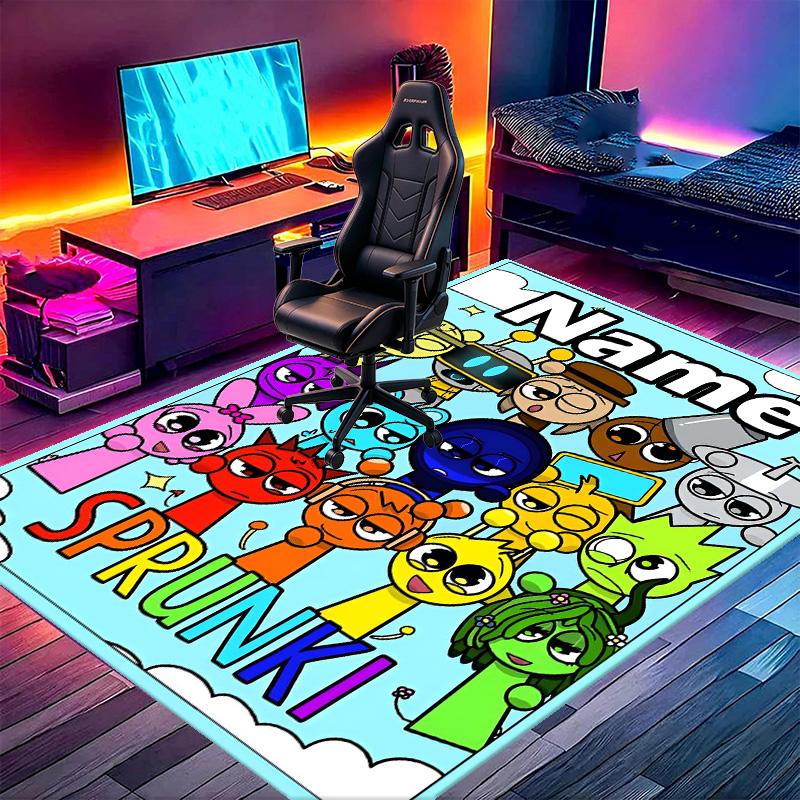 Custom Name Personalized Sprunki Game Print Carpet, Versatile Home Decor Rug, for Playroom, Apartment, Balcony, Entryway, Hallway Gift