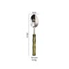 304 Stainless Steel Gold Cutlery Set with Violet Acrylic Bamboo Joint Handles: Includes Knife, Fork, and Spoon for Hotel Light Luxury Use.