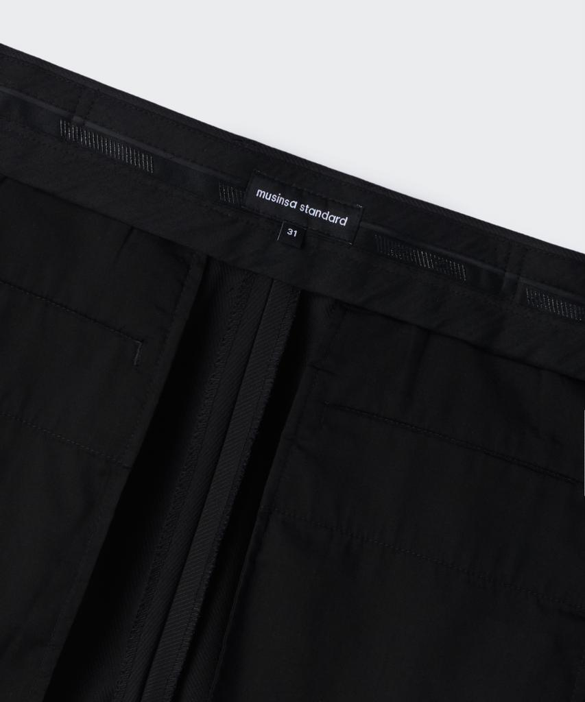 MUSINSA STANDARD Whipcord Straight Hidden Banding Slacks [Black]