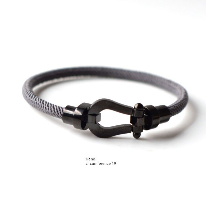 Original European and American Style Mechanical Horseshoe Buckle Hand-Woven Bracelet, Simple and Unique Couple Bracelet, Student Gift