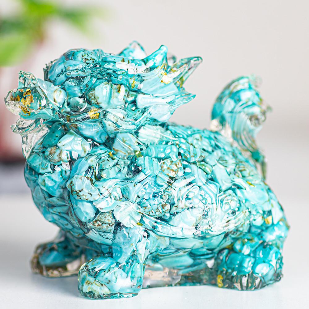 Crystal Turtle Resin Decor With Handcrafted Gemstone For Home Living Room Gift