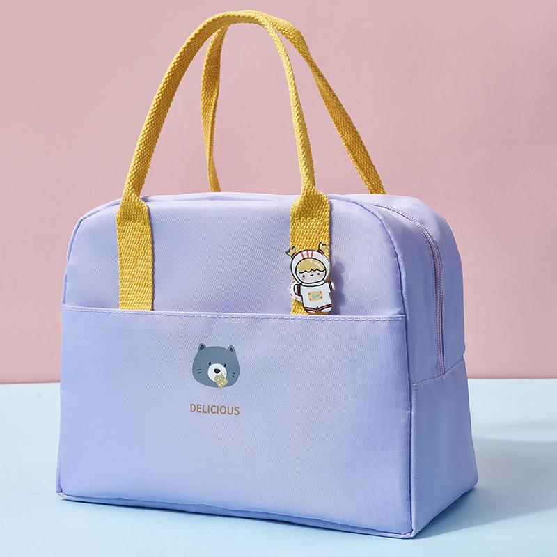 Large Womens Lunch Carryall with Badge Lightweight To Carry Insulation Lunchbox Pouch Thicken Zipper Thermal Food Cooler Carryall for School Picnic