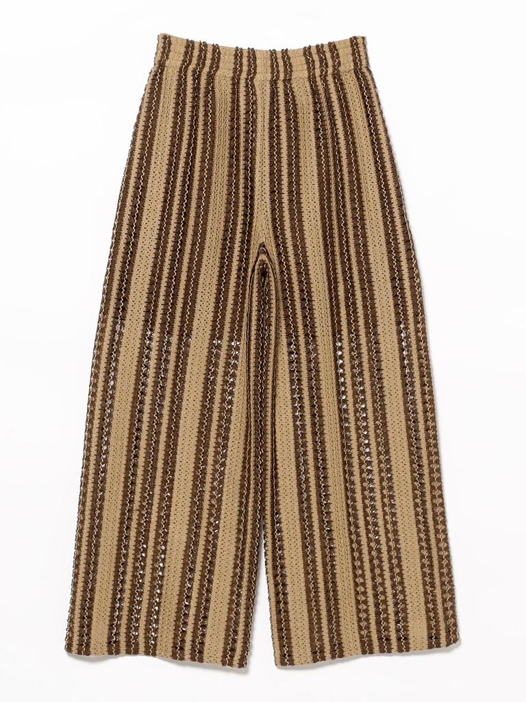 B:MING LIFE STORE by BEAMS Women's Indian Striped Lace Pants (Sizes S-M) Beige