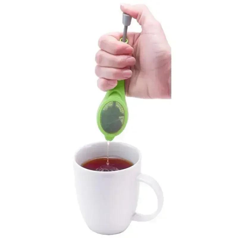 1 Pieza Filtro de Té de Silicona para el Hogar Filtración de Té Preparación de Té Herramientas de Cocina Grado Alimenticio Juego de Filtrado de Té con Prensa Manual