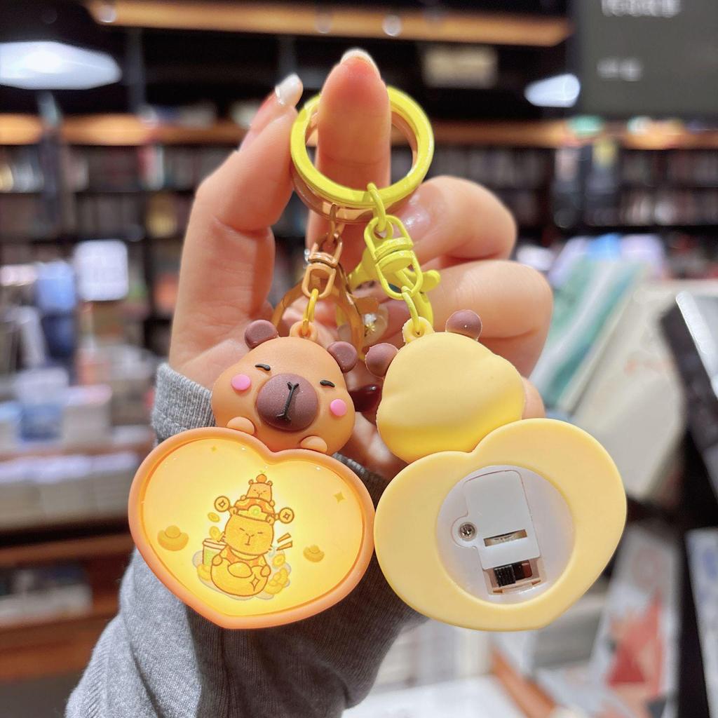 Glowing Capybara Night Light Keychain - Cute Cartoon Pendant