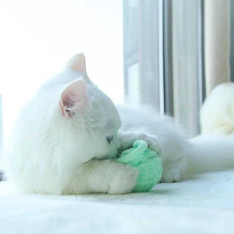 Cat Toys Colorful Yarn Balls with Bell Sounding Interactive Chewing Toy for Kitten Stuffed Toy Ball Cat Supplies