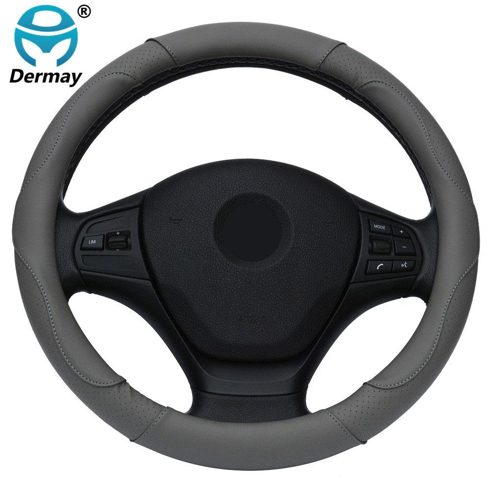 DERMAY PU-Leder Auto-Lenkradbezug Größe M für LADA 14-15" Lenkrad Kostenloser Versand
