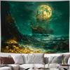 Fantasy Piratenschiff Wandteppich 2D Digitaldruck Polyester Wandbehang Wohnzimmer Schlafzimmer Büro Dekoration mit Haken