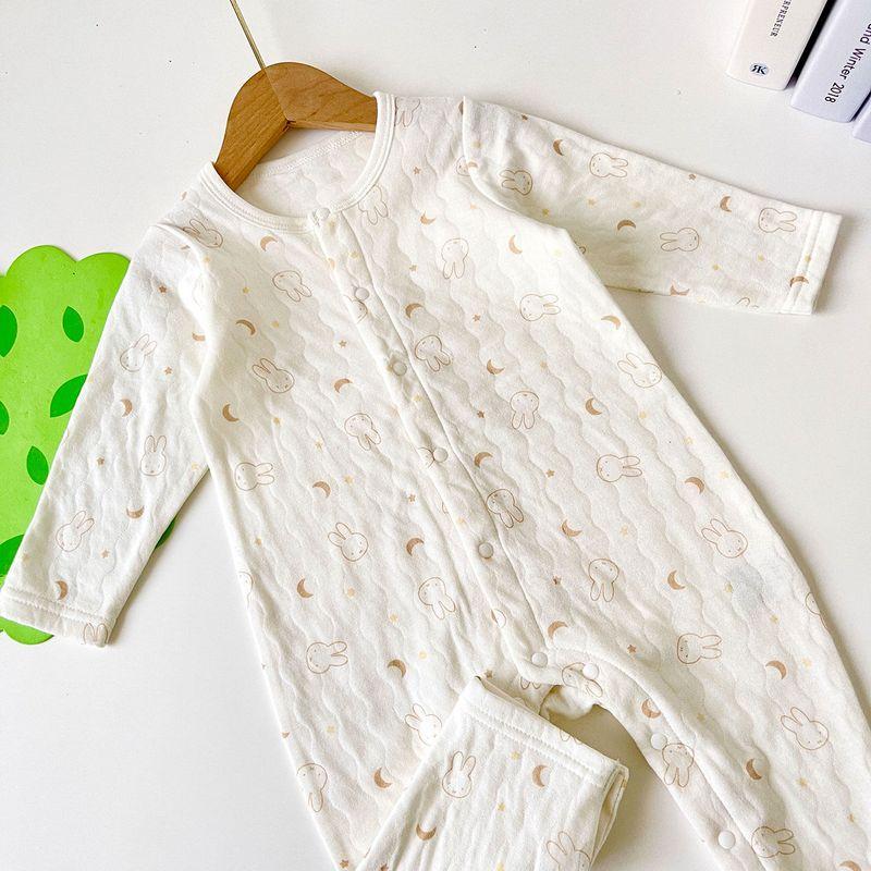 Super Soft Japanese-Style Baby Warm Air Layer One-Piece Romper for 1-Month-Old Baby, Mi Fei Pure Cotton Jumpsuit 80-90