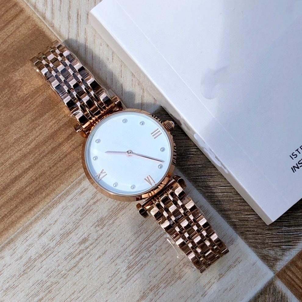 Armani AR11092 Women's Moon Phase Quartz Watch, High-End Fashionable Waterproof Steel Band with Pearl Accents