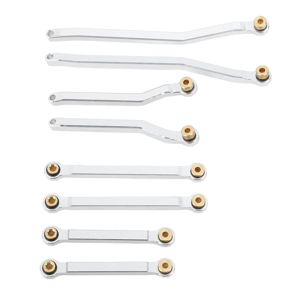 8PCS RC Wheelbase Link Rod Copper Aluminum Alloy RC Chassis Linkage Pull Rod for HOBBYPLUS 1 18 4WD CP18P RC Cars Silver