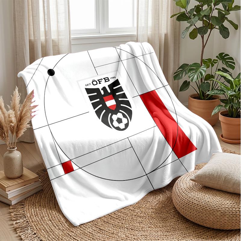 Austria Football Printed Flannel Blanket Skin Friendly Warm Decorative Throw for Indoor Couch Bed Daily Use