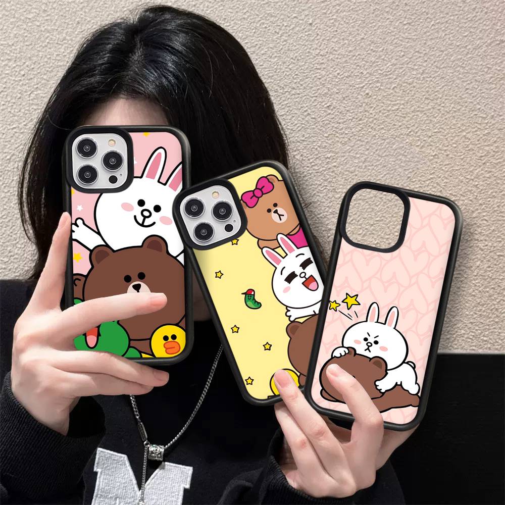 Cartoon Cute C-Cony B-Brown Phone Case For Iphone 11 12 13 14 15 Pro Max 17 16 Plus Hard PC+TPU Back Cover