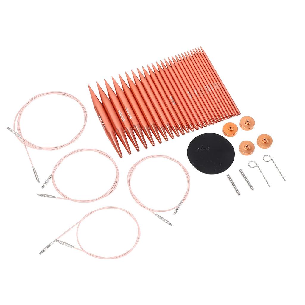 Headerbs Interchangeable Circular Knitting Needle Set, 13 Sizes, Aluminum, with Storage Case for Knitting Projects