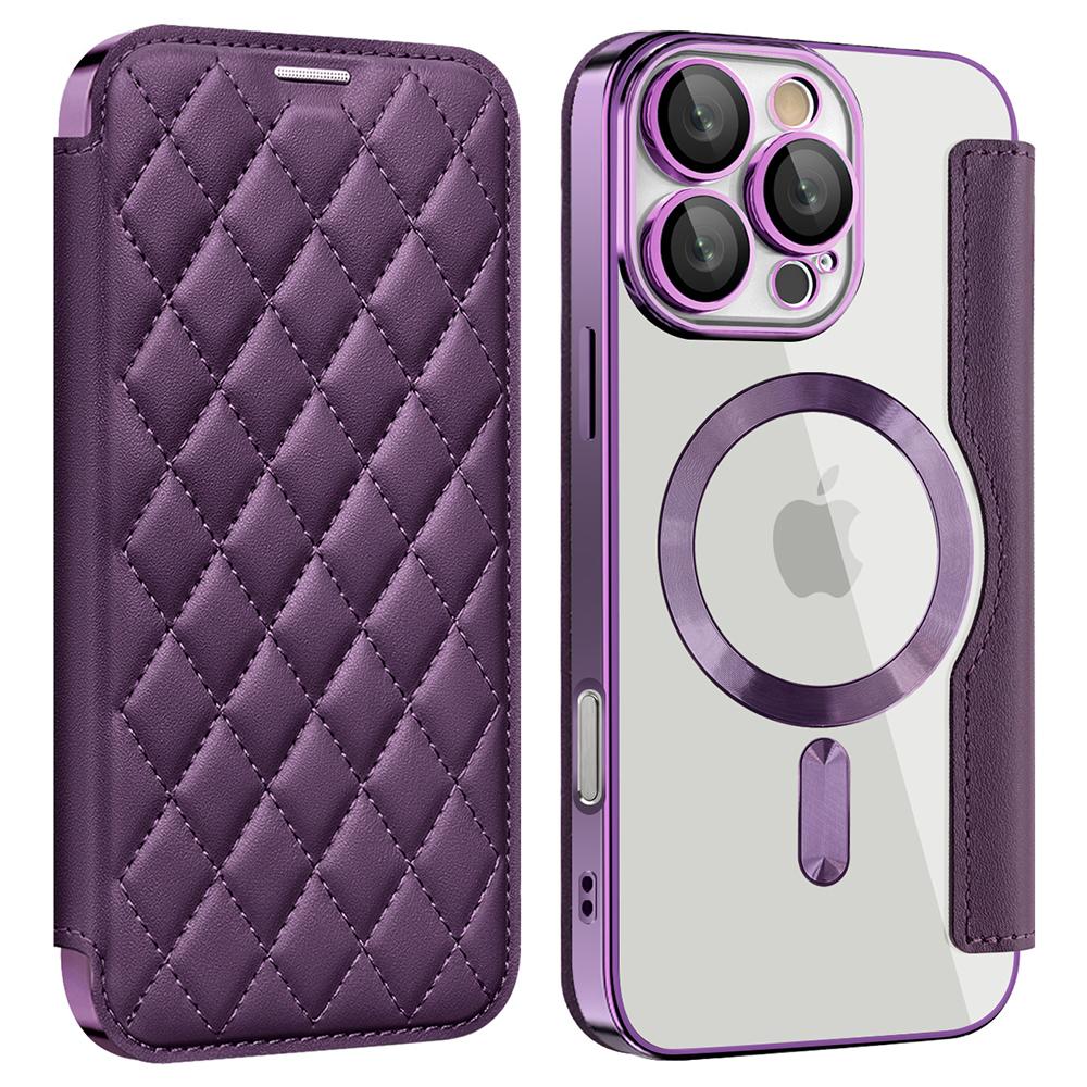 For iPhone 16 Pro Max Magnetic Case Card Slots RFID Blocking Leather Phone Cover