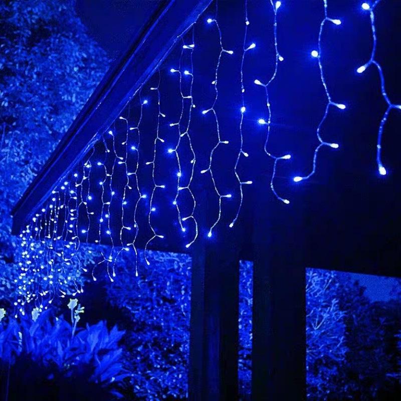 Waterproof LED Icicle Curtain Fairy Lights - Outdoor Decorative Flashing String for Christmas & Waterfall Effects