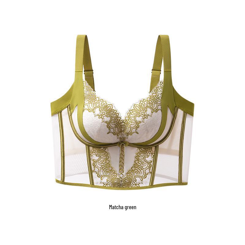 French Style Adjustable Push-Up Bra for Small Busts with Side Support and Six-Row Hook