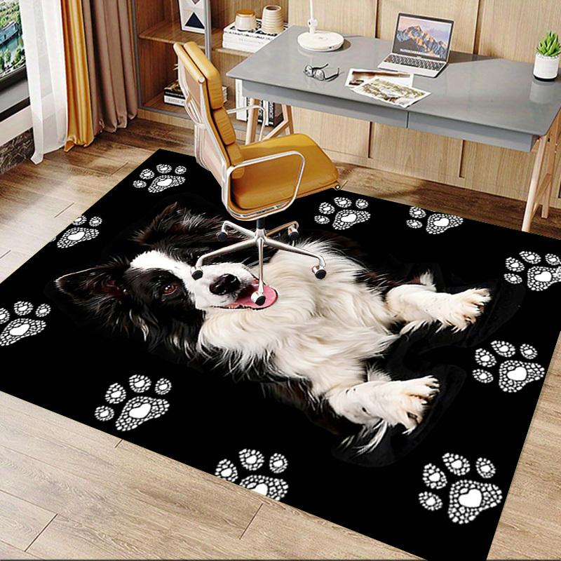 1PC Dog paw prints Non-Slip Floor Carpet Compatible for Office&Living Room&Dining room - Flat-Weave Machine- Soft & Pattern-E293