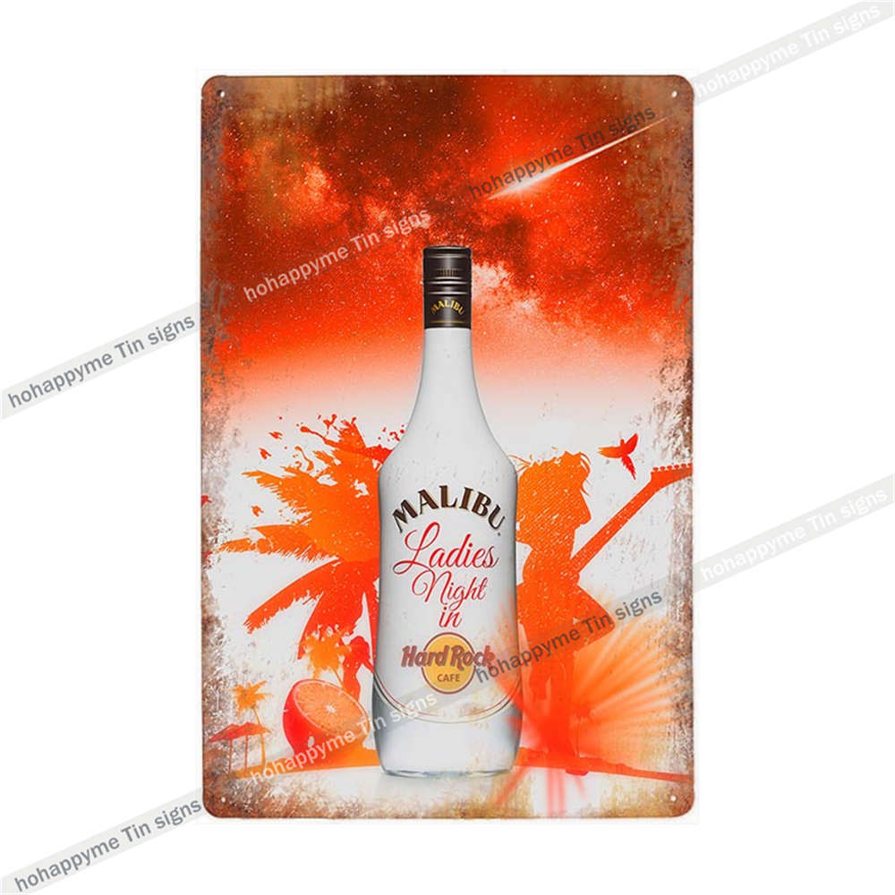 Segno di Latta Malibu Rum Pittura Metallica Targhetta Per Bar Pub Club Caffè Decorazione Adesivo Murale Poster Famiglia Targhe 20x30cm