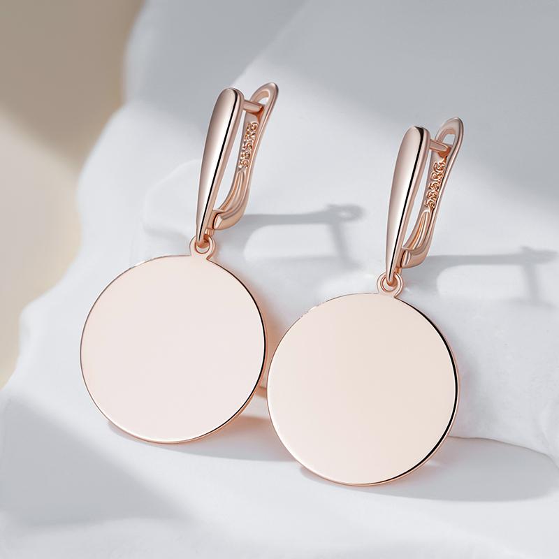 Fashion Glossy Dangle Earrings For Women  Rose Gold Color Simple Round Accessories High Quality Daily Fine Jewelry