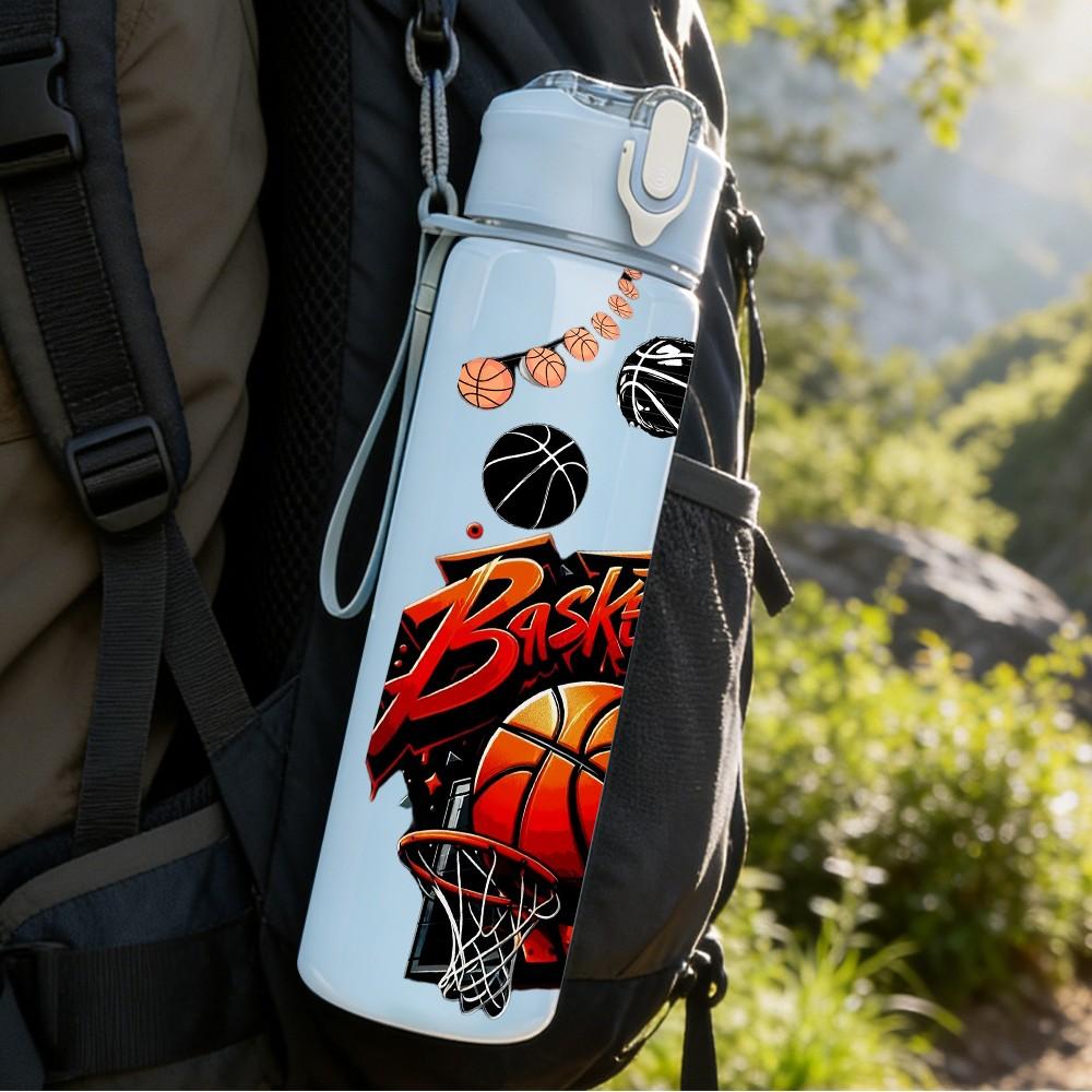 1 PZ Giocatore di Pallacanestro Dinamico Sportivo Pop Art 750ml Colore Plastica Borraccia Sportiva Anti-perdita Tappo a Flip con Cannuccia Adatto per Sport Ufficio Uso Domestico