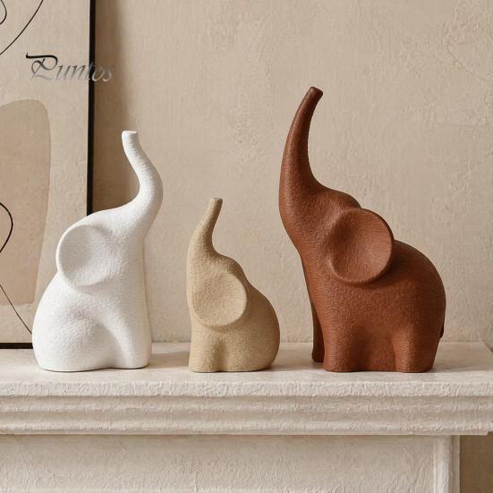 Elegant Figurines for Anniversary 3Pcs/Set Elephant Family Statues, Cute Parents Kid Ornament, Modern Good Collectibles Housewarming Luck Sculptures