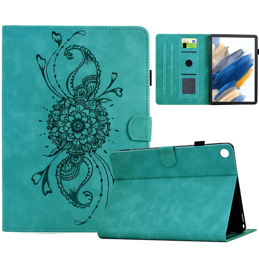 For Samsung Galaxy Tab A8 10.5 (2021) X200/X205 Case Mandala Imprinted Leather Tablet Cover with Card Slots