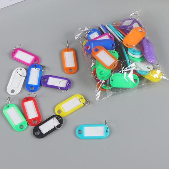 50Pcs Keyring Tags Plastic Key Fobs ID Tags with Split Keyring Paper Insert Key Tags Writing Paper Keychain Organizer
