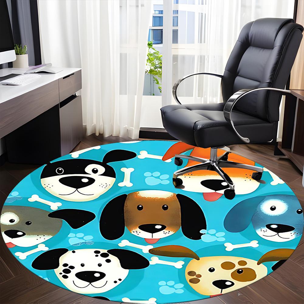 1PCDogs Bones Office Round Area Rug,  Mat Suitable For Office, Under Office Chairs Bedroom Living Room Home Decor, Room Deco