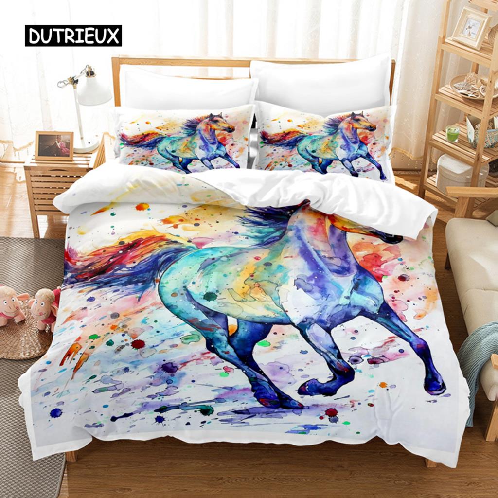 Luxury 3D Bedding Set Europe Queen King Double Duvet Cover Set Bed Linen Comfortable Blanket/Quilt Cover Bed Set Animal  Horse