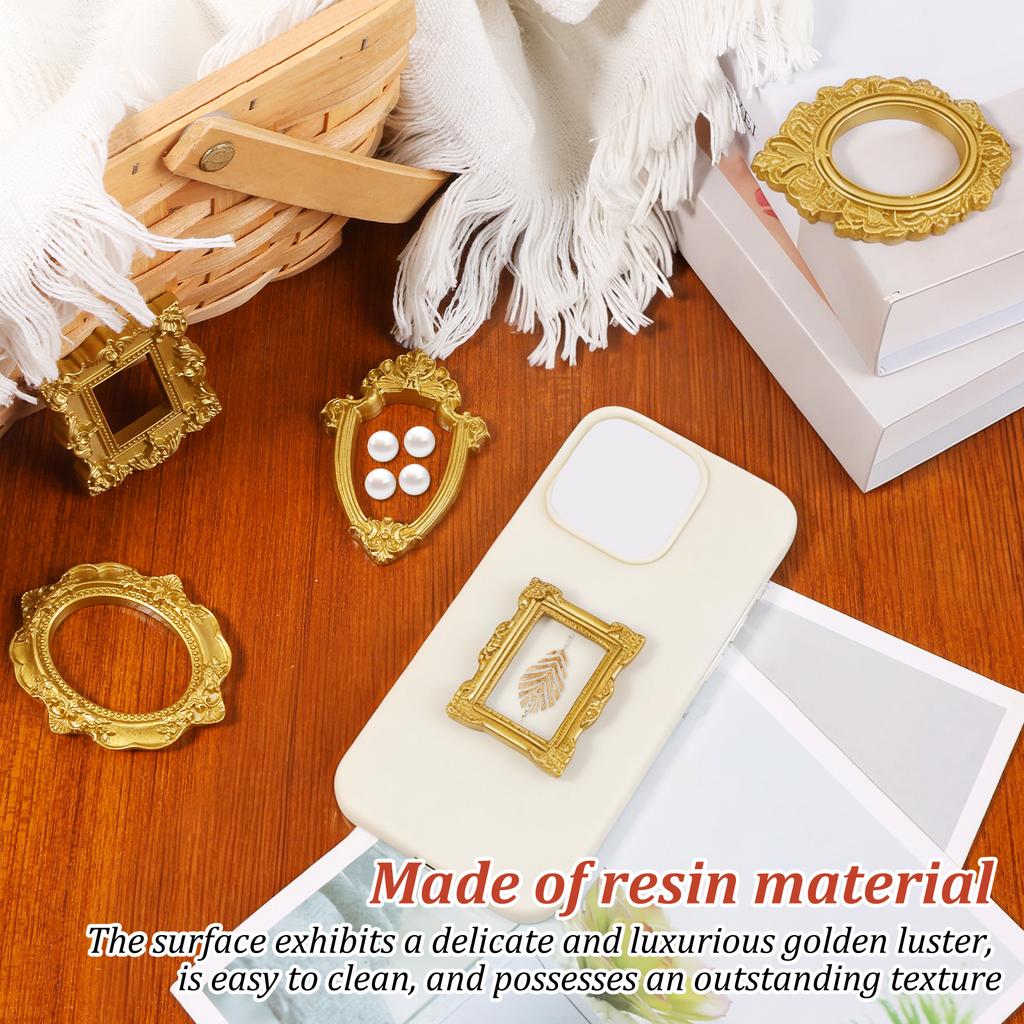 15/25 Stück Vintage Mini-Bilderrahmen Kleine Harz-Fotorahmen Dekorativer Mini-Gold-Schmuck-Displayrahmen für DIY-Schmuckdisplay