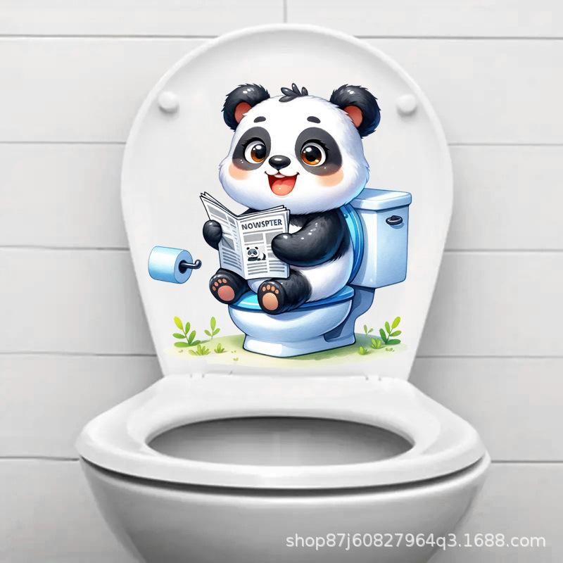 1 PC Funny Animal PVC Toilet Seat Stickers Monkey Zebra Giraffe Decals Waterproof Bathroom Wall Door Decor Creative Removable Decals