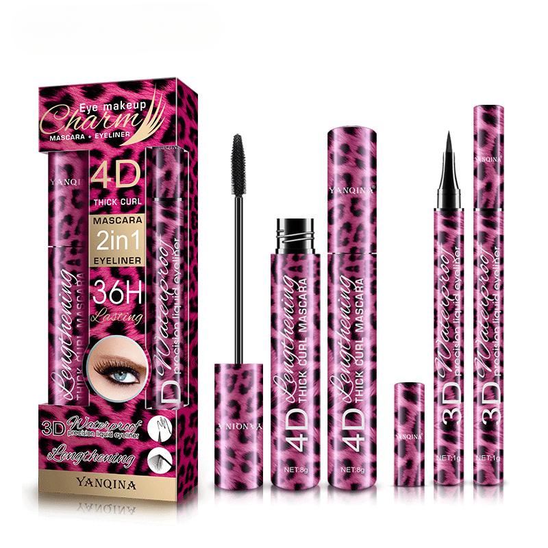 Red Leopard Print Mascara Eyeliner Set Makeup Set Is Waterproof and Stain-free
