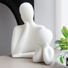 Couple Family Statue | Ceramic Thinker Sculpture | Home Decor Items for Living Room Show Piece | Table Artifact (White | Set of 3)