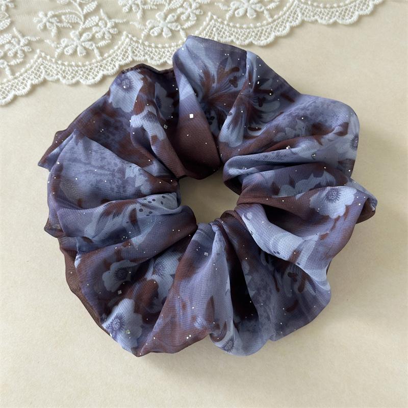 

Tie Dye Pattern Hair Scrunchie With Rhinestone Dust Autumnal Vibe Chic Accessory For Trendy Hairstyle Women Casual Fashion фіолетовий
