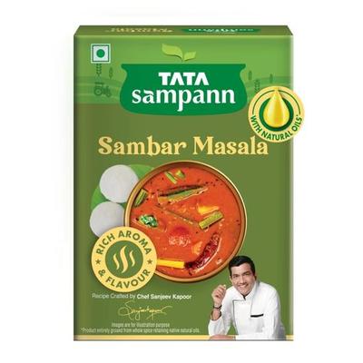 TATA Sampann Sambar Masala Pulver mit natürlichen Ölen, 45 g, Hergestellt von Chefkoch Sanjeev Kapoor, Mit exklusivem Tipp des Chefkochs, Reiches Aroma und Geschmack